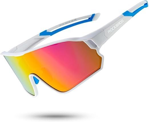 Rockbros Bicycle Sunglasses Sports Sunscreen Glasses Color Mirror Blue Frame Bicycle Sunglass Visor