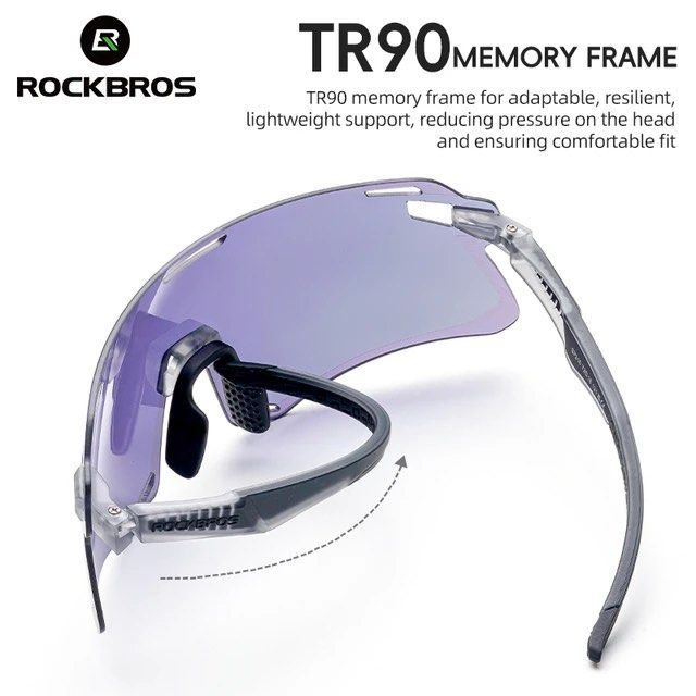Rockbros Photochromic HD Framless TR90 frame sunglasses bicycle visor