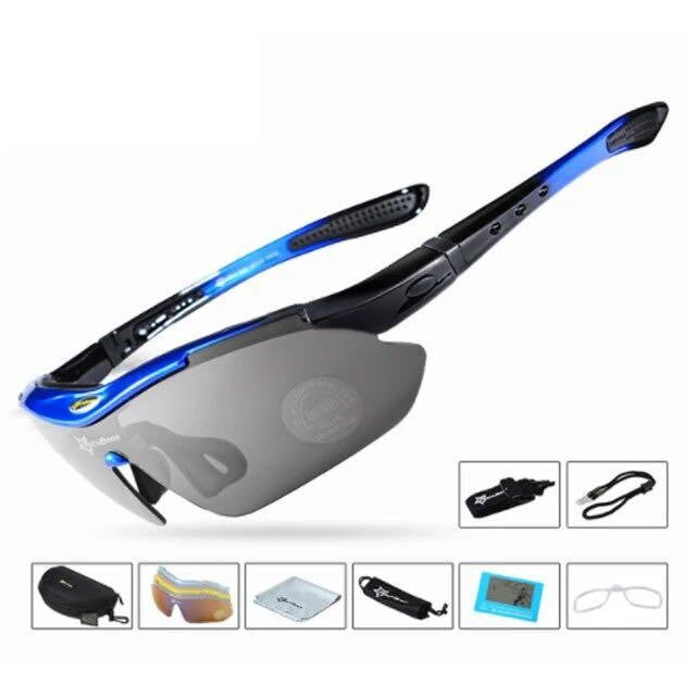 Rockbros Interchangeable Lens Cycling Glasses Outdoor Sports Sunglasses Sunscreen with 5 Lenses