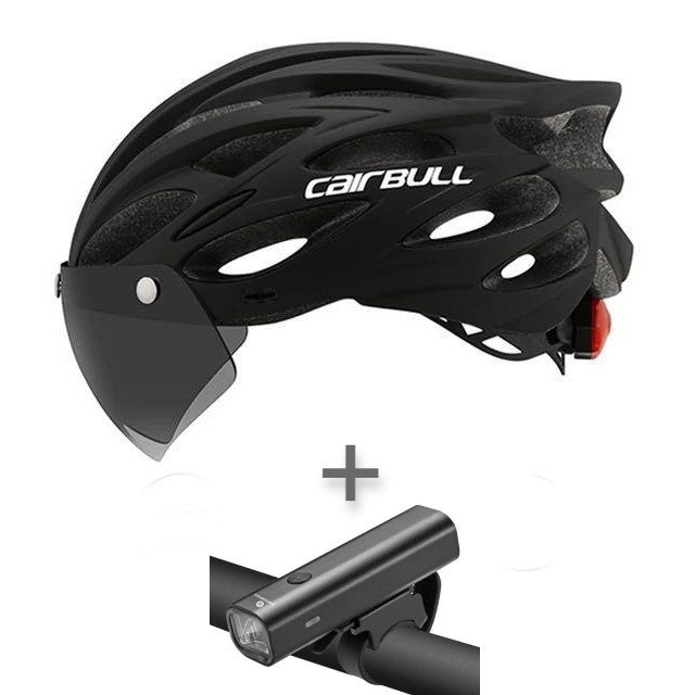 Cairbull Helmet w/ Visor plus 400 Lumen Head Light Bundle