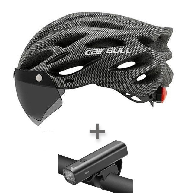 Cairbull Helmet w/ Visor plus 400 Lumen Head Light Bundle