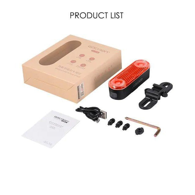 Gaciron W12B Reflective Bike Tail Light Smart Brake Waterproof USB Rechargeable Bike Reflector Tail LED Light