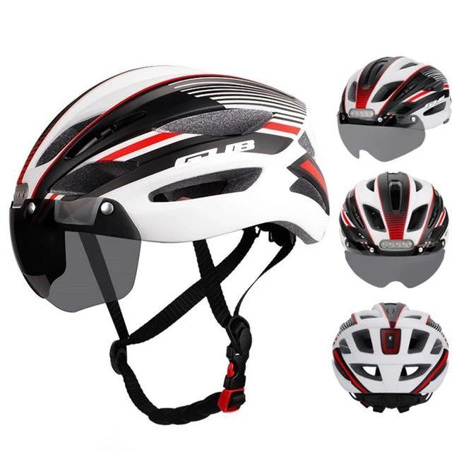 GUB K100 Plus Cycling/Road Helmet with Goggles Sun Gear Front and Rear Tail Lights