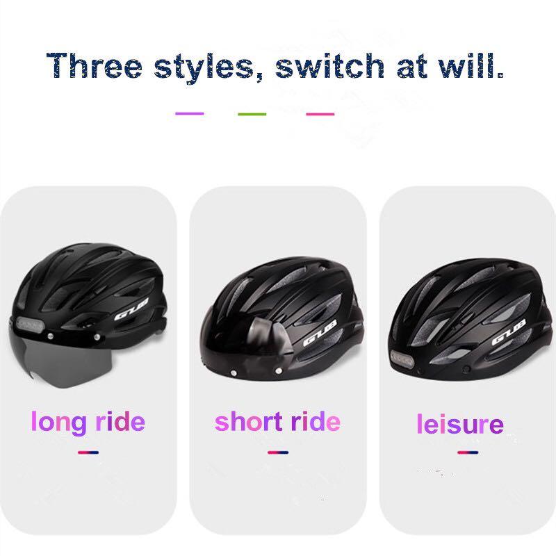 GUB K100 Plus Cycling/Road Helmet with Goggles Sun Gear Front and Rear Tail Lights