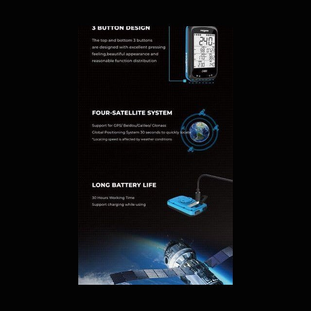 Magene C406 Cycling Computer/ Meter Cadence/Speed Sensor Set with Extension Bracket Bike GPS Computer Bundle w/ Cadence Sensor