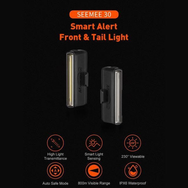 Magicshine SeeMee 30 Bicycle Headlight Taillight Set USB Charging IPX6