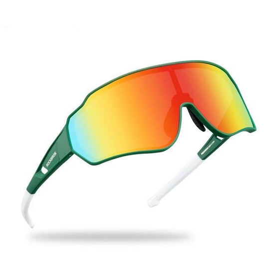 Rockbros Bicycle Sunglasses Sports Sunscreen Glasses Color Mirror Green White Frame Bicycle Sunglass Visor