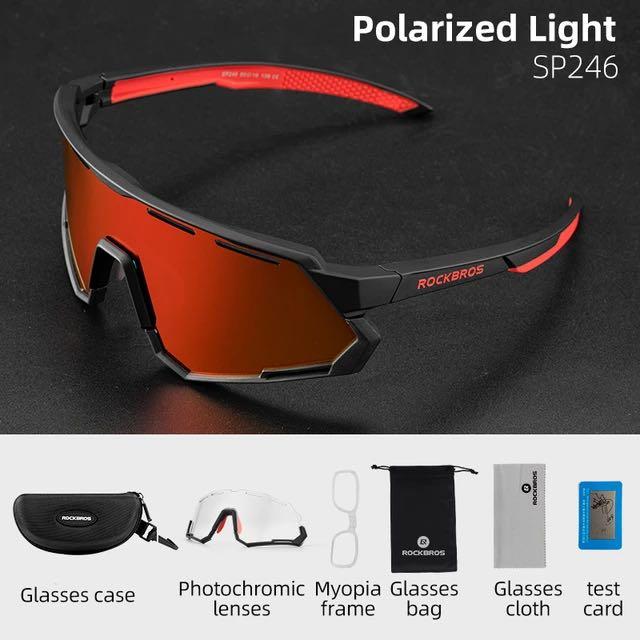 Rockbros Outdoor Sunglasses Sports Sunscreen Glasses Interchangeable Polarized Mirror Gradient Mirror Black Red Frame Outdoor Sunglasses