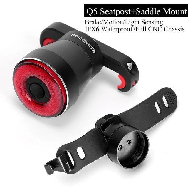 Rockbros Q5 Smart Induction Brake Bicycle Tail Light (Double Bracket Version) Smart Tail Light