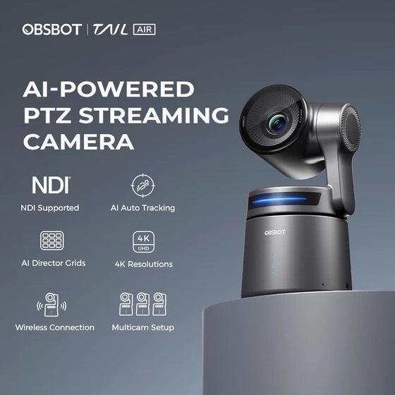 OBSBOT Tail Air 4K PTZ NDI HX3 AI Powered Streaming Camera