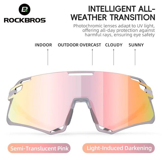 Rockbros Photochromic HD Framless TR90 frame sunglasses bicycle visor