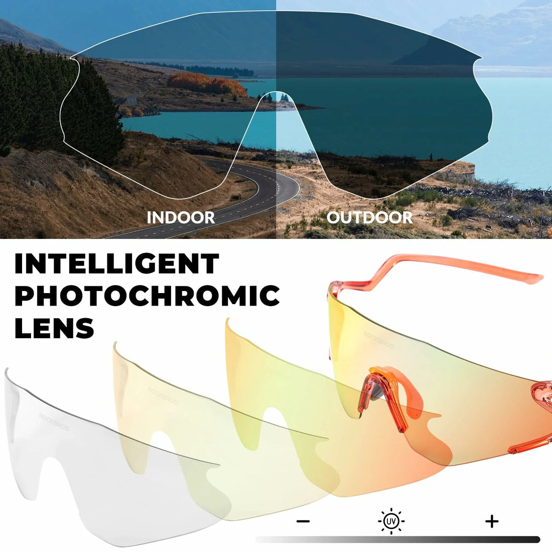 Rockbros Agile Snake Photochromic Sports Sunglasses Ultra-Light TR90 Cycling Eyewear