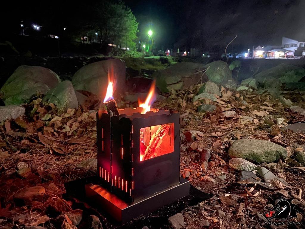 Titanium alloy firewood stove folding type collapsible alcohol stove camping outdoor DRAGON HORSE x BOUNDLESS VOYAGE Red Lotus