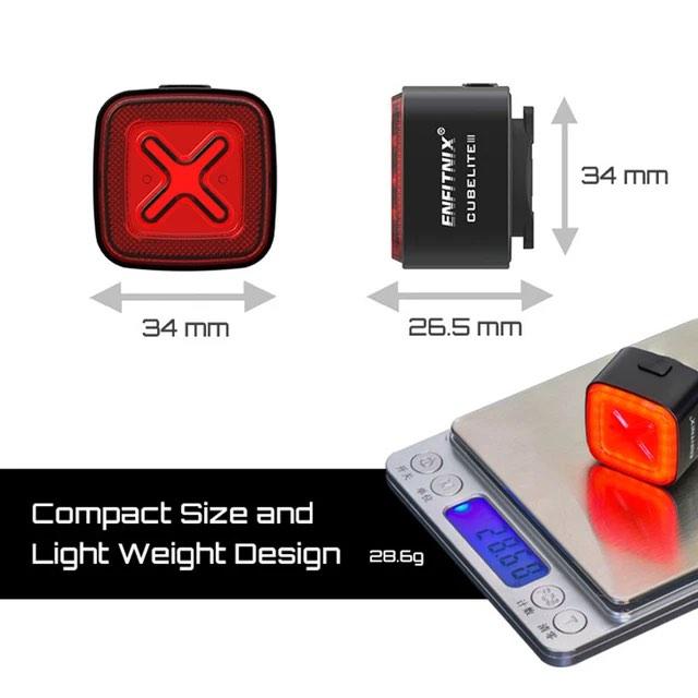 Enfitnix Cubelite III Smart Bike Tail Light Brake Induction USB Charging Smart Tail Light USB Charging