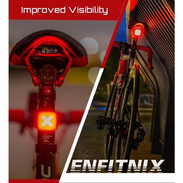 Enfitnix Cubelite III Smart Bike Tail Light Brake Induction USB Charging Smart Tail Light USB Charging