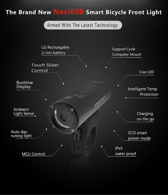 Enfitnix Navi600 單車前燈 觸控式 600流明 單車燈 防水 USB充電