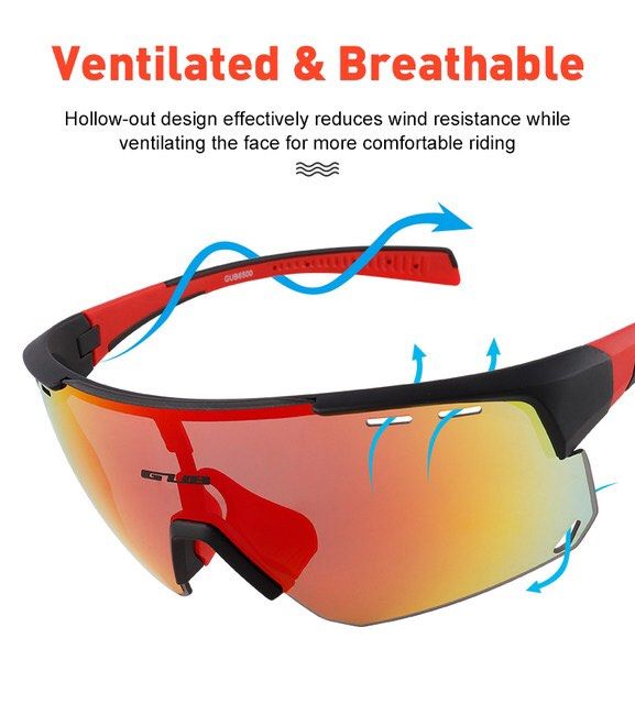 GUB Polarised Lens Outdoor Sunglasses w/ 3 Lens Interchangeable