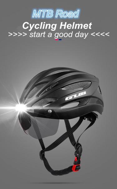 GUB K100 Plus Cycling/Road Helmet with Goggles Sun Gear Front and Rear Tail Lights