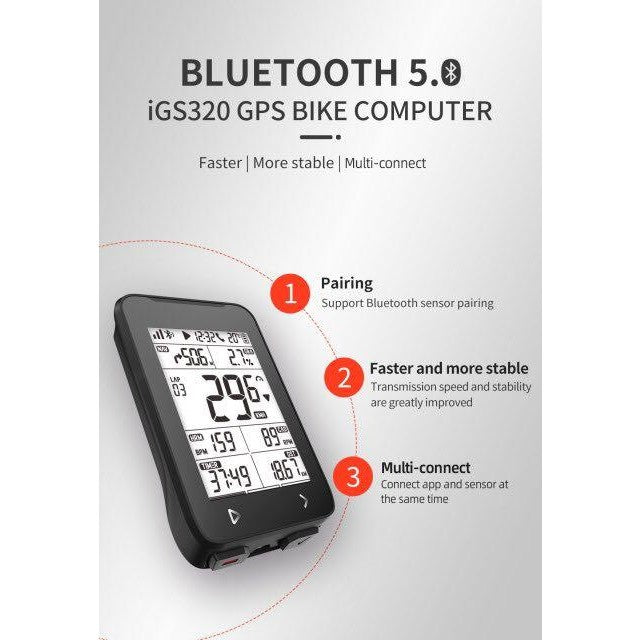 iGPSPORT iGS320 New Generation Wireless Bike Meter Car Meter/Meter Bluetooth ANT+ Connects to Wireless Bike GPS Computer