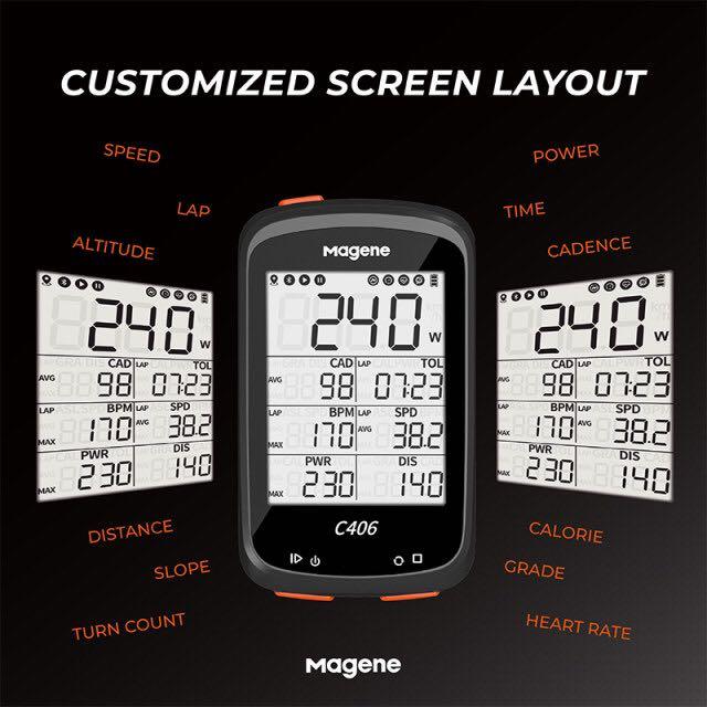 Magene C406 Cycling Computer/ Meter Cadence/Speed ​​Sensor Set with Extension Bracket Bike GPS Computer Bundle w/ Cadence Sensor