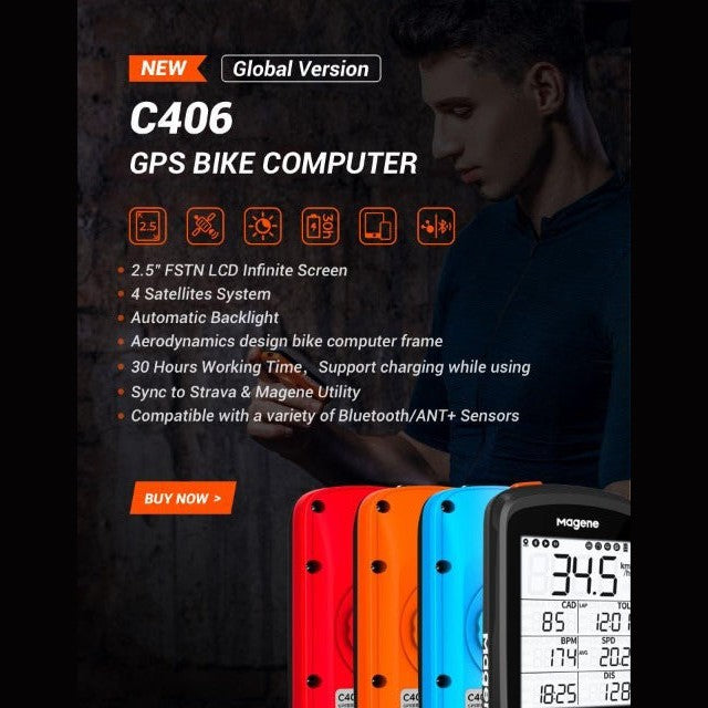 Magene C406 Cycling Computer/ Meter Cadence/Speed ​​Sensor Set with Extension Bracket Bike GPS Computer Bundle w/ Cadence Sensor