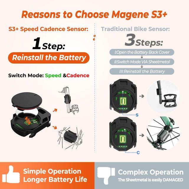 Magene C406 Cycling Computer/ Meter Cadence/Speed ​​Sensor Set with Extension Bracket Bike GPS Computer Bundle w/ Cadence Sensor