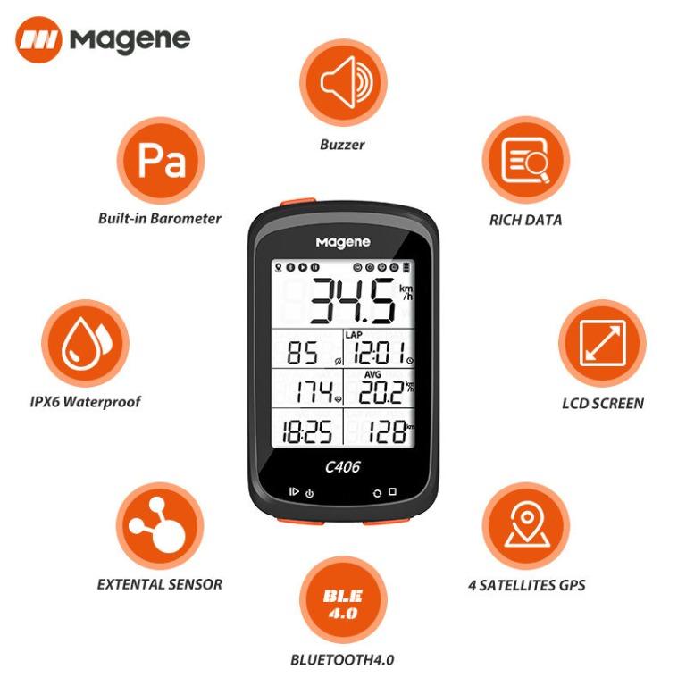 Magene C406 GPS English version Bicycle computer wireless meter/code meter with extension bracket Bike Computer English version 