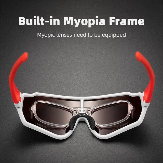 Rockbros Bicycle Sunglasses Sports Sunscreen Glasses Color Mirror Green White Frame Bicycle Sunglass Visor 