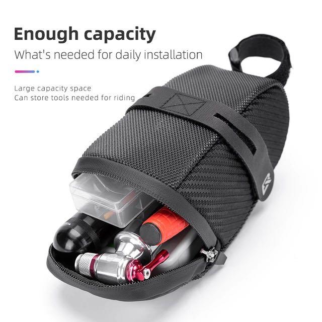 Rockbros Bicycle Tail Bag Size Lightweight and Convenient Velcro Fastening Medium Size Rear Bag w/ Magic Tape