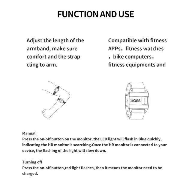 Xoss cadence/speed sensor Two heart rate arms with Bluetooth ANT+ connectivity